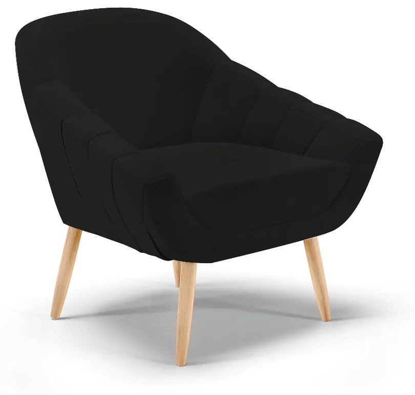 Poltrona Giovana Linho Pés Palito Natural - Indo Decorar - A79 Preto