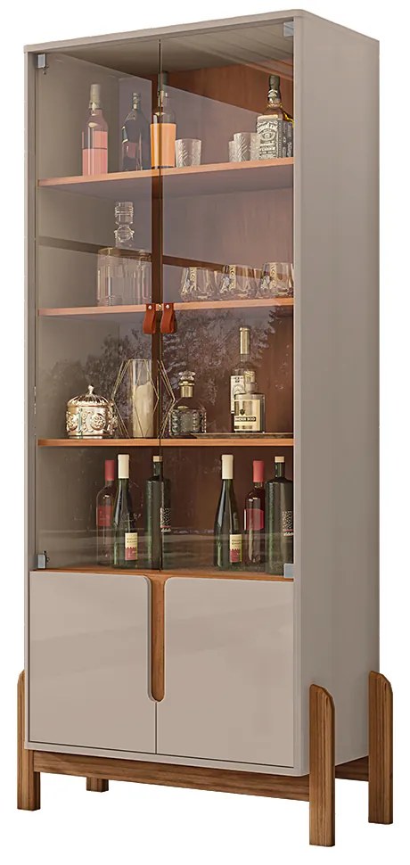 Cristaleira 02 Portas Lia 180cm Off White e Cedro C02 - D'Rossi