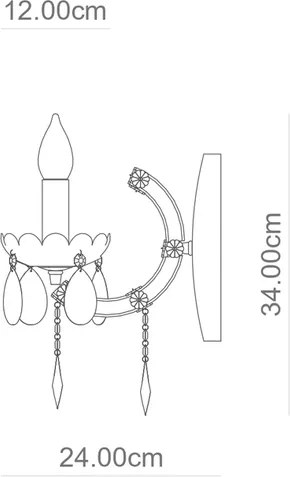 Arandela Cristal K9 Metal Dourado Castle