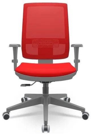 Cadeira Brizza Diretor Grafite Tela Vermelha Assento Aero Vermelho Base RelaxPlax Piramidal - 66410 Sun House