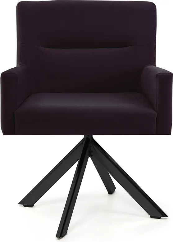 Poltrona Angel Veludo Roxo Grape B-292 Base Giratória Eiffel Preto - D'Rossi