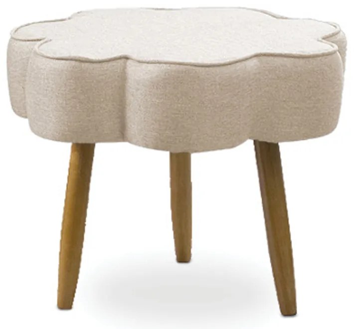 Puff Decorativo Pé Palito de Madeira Sala Flower Linho E03 - D'Rossi - Bege