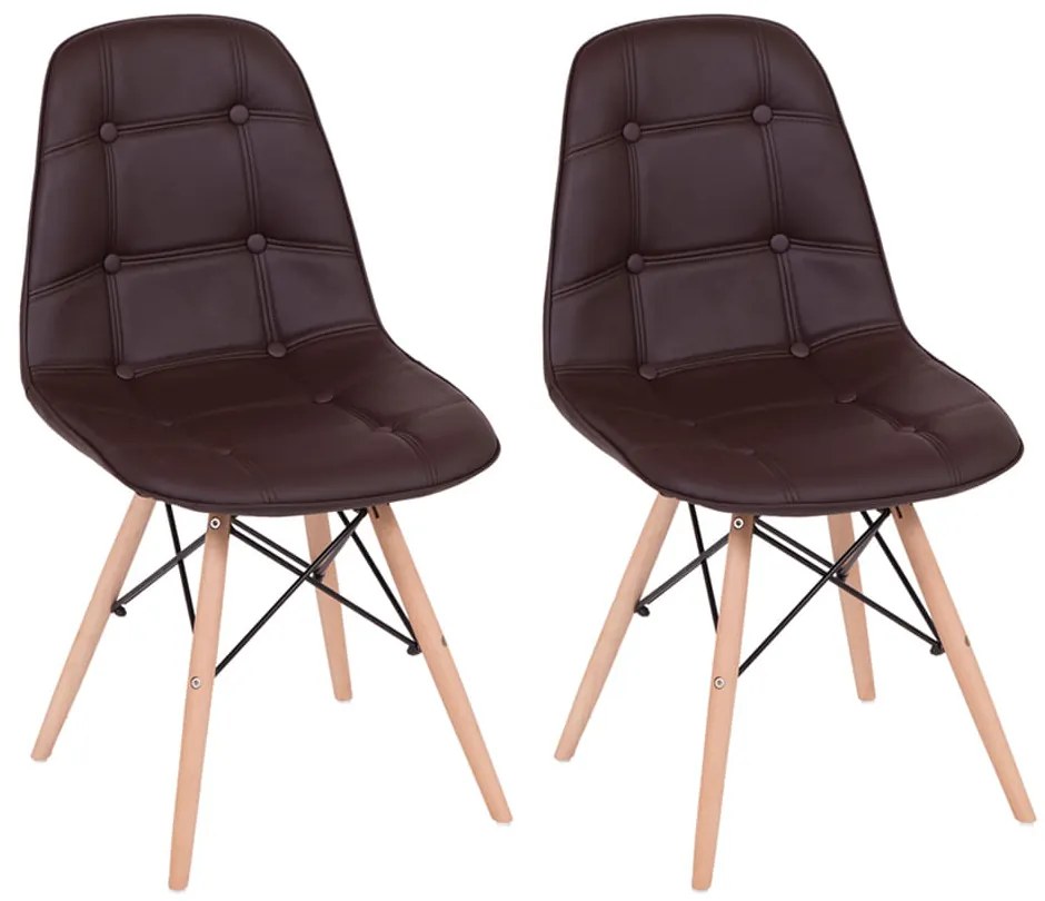 Conjunto 2 Cadeiras Eames Eiffel Botonê Marrom - Conjunto 2 Cadeiras Eames Eiffel Botonê - Marrom