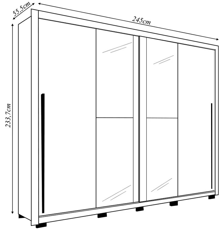 Guarda Roupa Lorian 245cm 2 Portas de Correr com Espelhos e 4 Gavetas em MDF Buriti/Fendi G11 - Gran Belo
