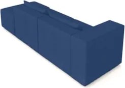 Sofá 5 Lugares 363cm Com Puff Direito Fay Veludo Azul Z55 - Mpozenato