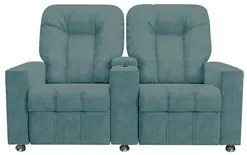Poltrona Reclinável Para Cinema 2 Lugares Praddo FH9 Veludo Azul Claro