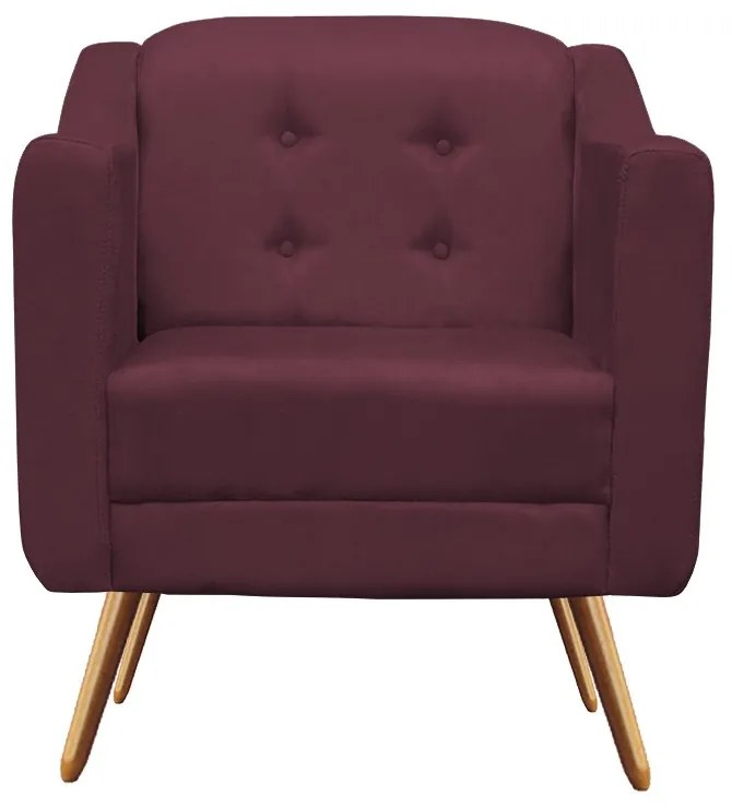 Kit Namoradeira + 2 Poltronas Bruna Pé Palito Suede Bordô