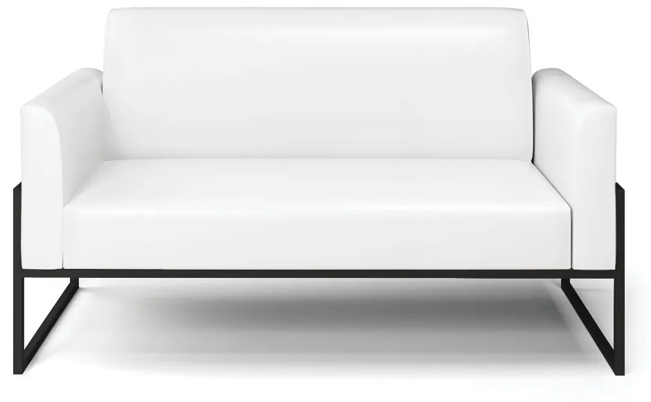 Sofá 2 Lugares Namoradeira Marisa Industrial Alta Preto Sintético Pu D03 - D'Rossi - Branco