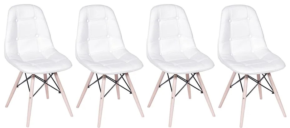 Conjunto 4 Cadeiras Eames Eiffel Botonê Branco - Conjunto 4 Cadeiras Eames Eiffel Botonê - Branco