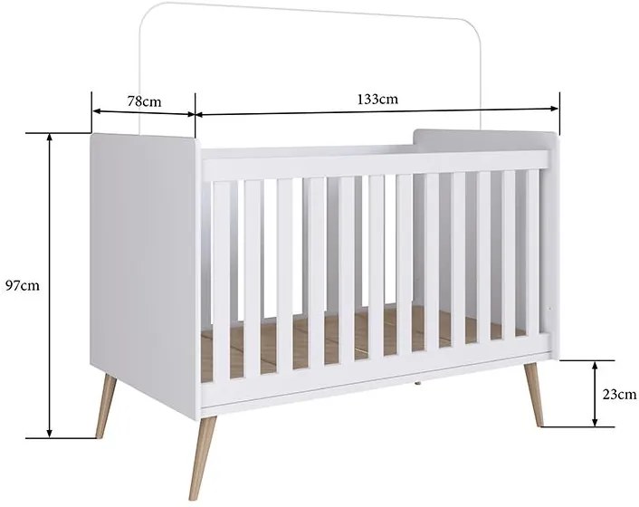Berço Infantil Mini Cama Retrô Com Pés Palito - Branco