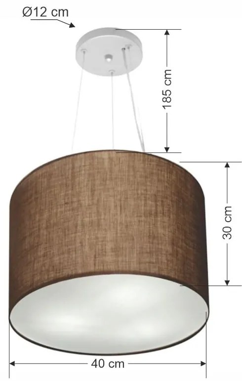 Lustre Pendente Cilíndrico Md-4183 Cúpula em Tecido 40x30cm Café - Bivolt