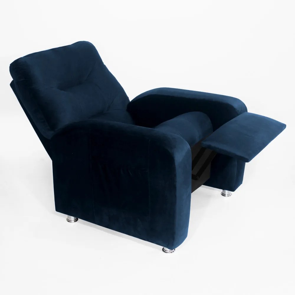 Poltrona Do Papai Reclinável Madri Suede Azul Marinho