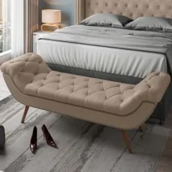 Puff Recamier Calçadeira 140cm Pés Palito Madeira Vêneto Z37 Corano Be