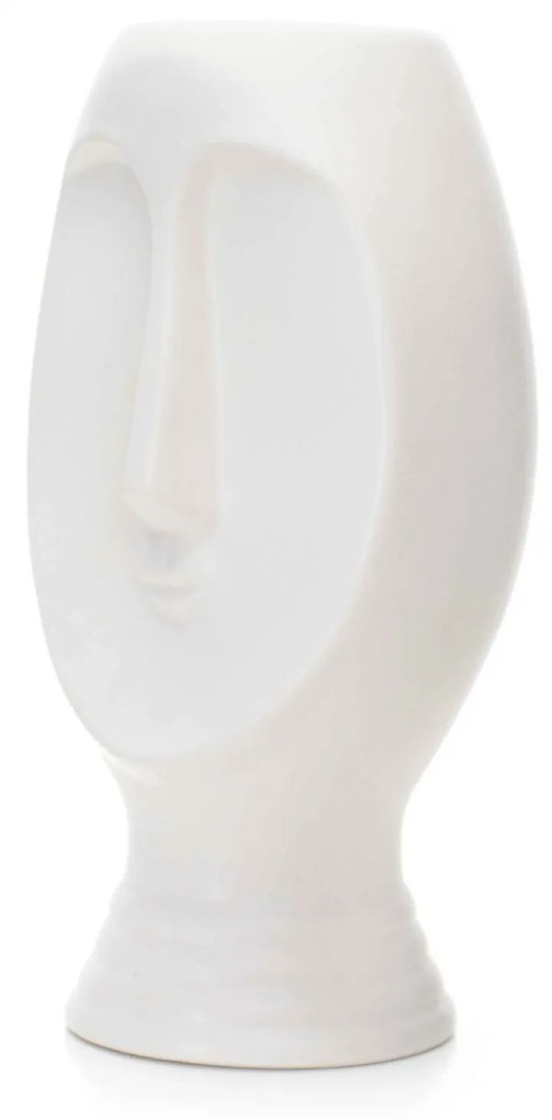Vaso Decorativo Rosto Em Cerâmica Branco 23,5x11 Cm - D'Rossi