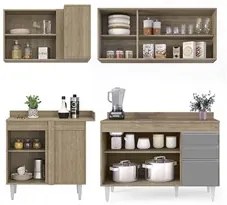 Armário de Cozinha Modulado de Canto Direito 4 Peças CP38 Balcão com T