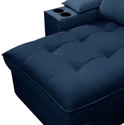 Sofá Retrátil 3 Lugares com Porta Copo 230cm Andes F05 Veludo Azul - M