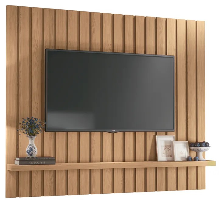 Painel Suspenso Decorativo Luogo 1.6 Ripado TV até 60 Pol Freijó G26 - Gran Belo