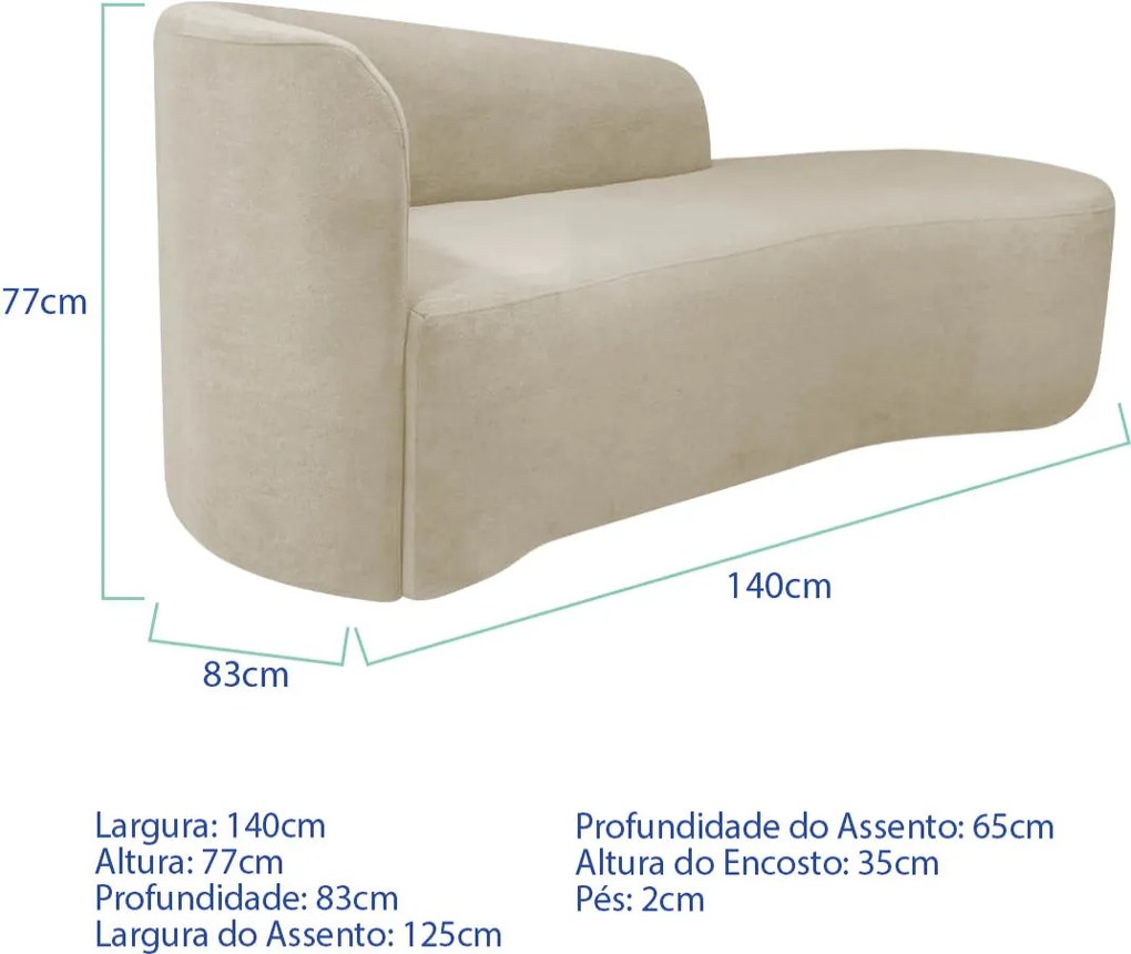 Kit Sofá Curvo França 140cm LD. e Poltrona Luiza Max Conforto, Elegância e Design Moderno Linho