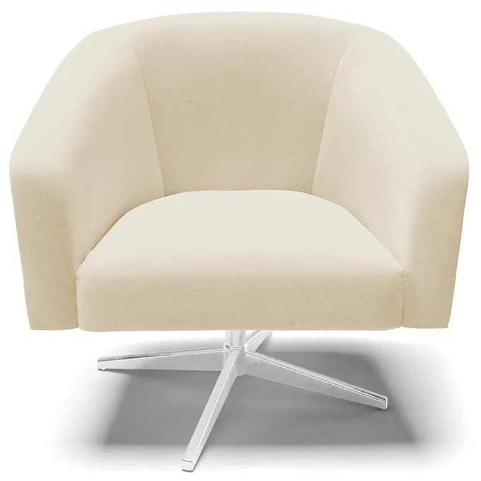 Poltrona Decorativa Giratória Cromada Kit 2 Stella Linho D03 - D'Rossi - A19 Bege