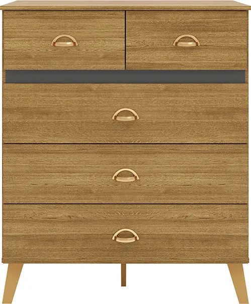 Cômoda Quarto 91cm com 5 Gavetas Isadora Nature/Alasca V01 - D'Rossi