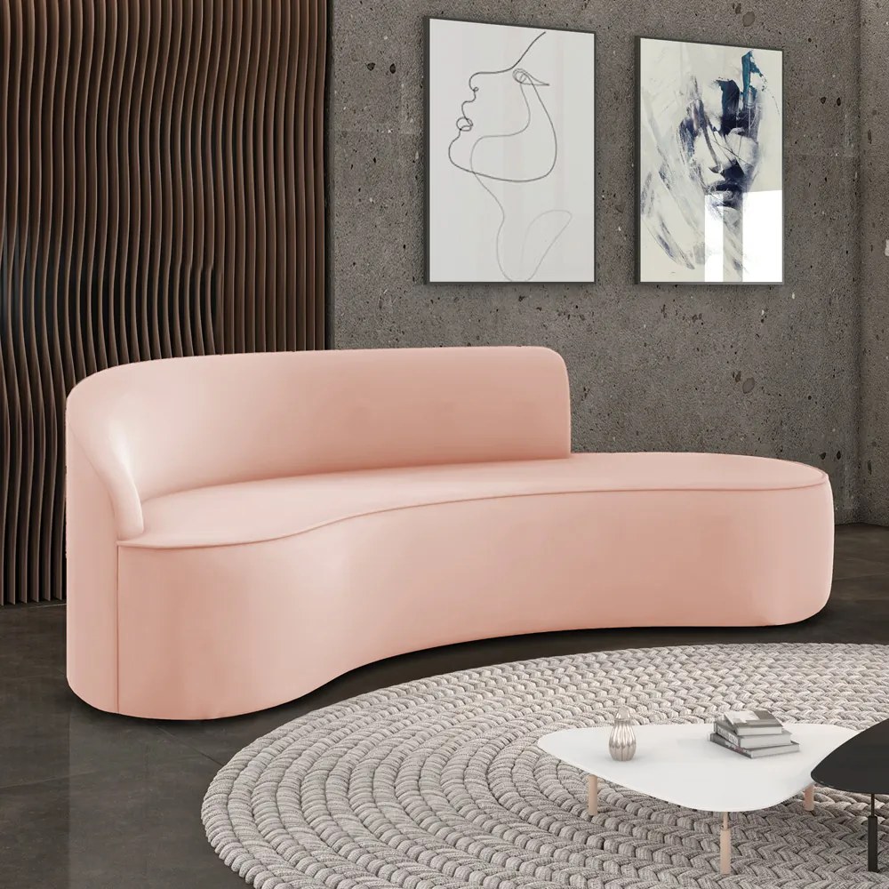 Sofá 4 Lugares Orgânico 220 cm Morgan Veludo D03 - D'Rossi - Rose