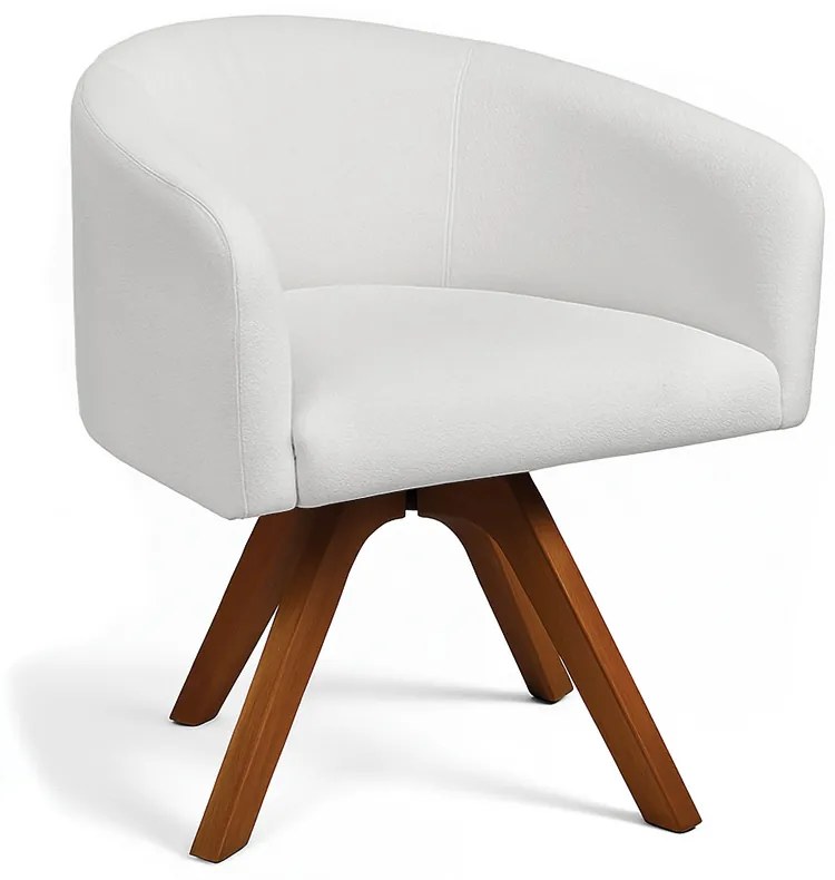 Poltrona Sala Base Giratória Madeira Arielle Bouclê Cinza D03 - D'Rossi