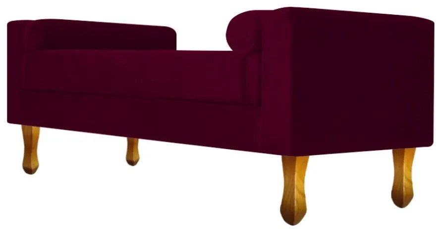 Recamier Félix Casal 140cm Suede Bordô - ADJ Decor