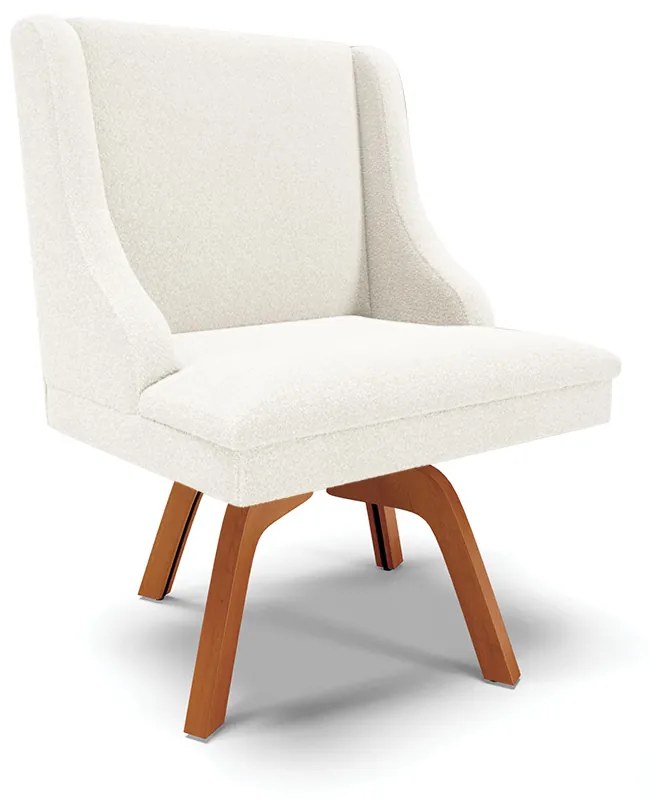 Cadeira Sala de Jantar Giratória MM35 Liz Bouclê D03 - D'Rossi - Off White