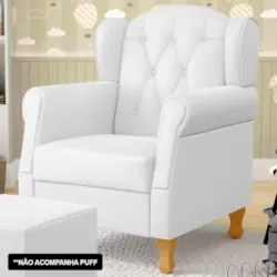 Kit 02 Poltronas de Amamentação Pés Madeira Lucy Z39 Sintético Branco