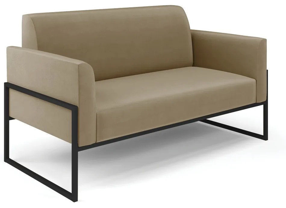 Sofá Namoradeira com 2 Poltronas Base Industrial Alta Preto Marisa Suede D03 - D'Rossi - Marrom Rato