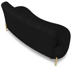 Sofá 2 Lugares 135cm Pés Aço Dourado Tamar Sintético Preto Z08 - Mpoze