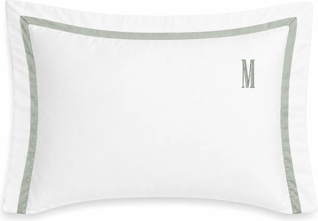 Fronha Avulsa Trussardi Vercelli 300 Fios Cetim - 50x70cm - Branco e Platino 50x70cm - Branco e Pistacchio