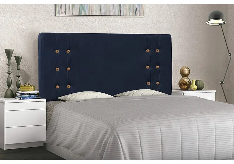 Cabeceira Cama Box Solteiro 90cm Gênova Suede Azul Marinho - Sheep Estofados - Azul escuro