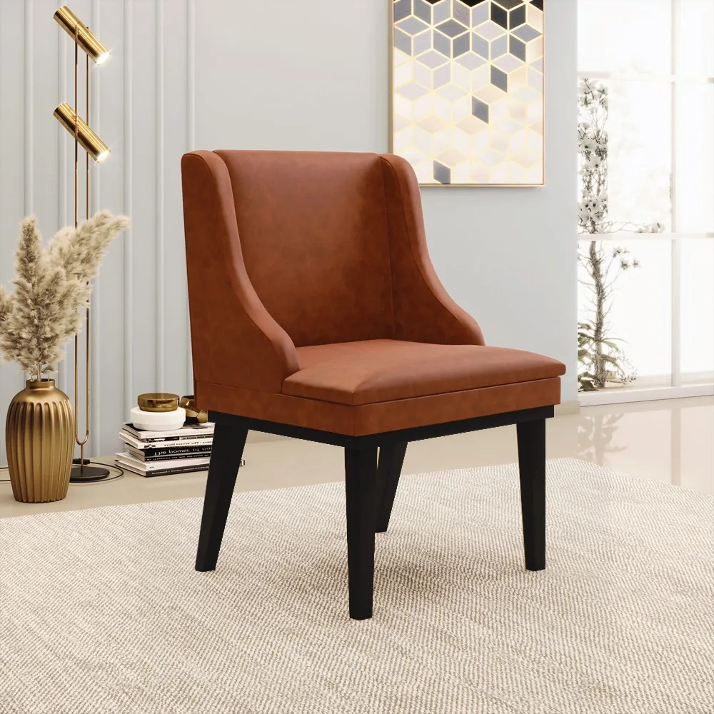 Cadeira Sala Jantar Kit 10 Liz Base Madeira Preto Sintético PU Preto D03 - D'Ross - Nozes