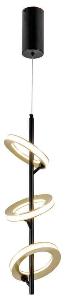Pendente Anillo 20X61Cm Vertical Led 40W 3000K Bivolt Alumínio Preto E...