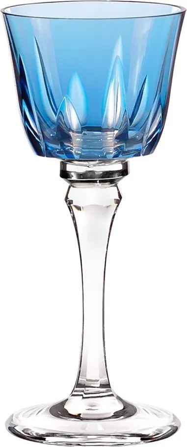 Taça de Cristal Lapidado Artesanal para Licor - Azul Claro Azul Claro