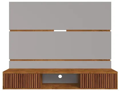 Painel Para TV Âmbar Off White Com Naturalle Ripado – Bechara Móveis