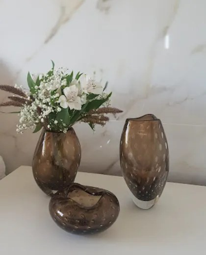 Centro de Mesa Mini Murano Oceano 2 c/ Ouro - Fumê  Fumê