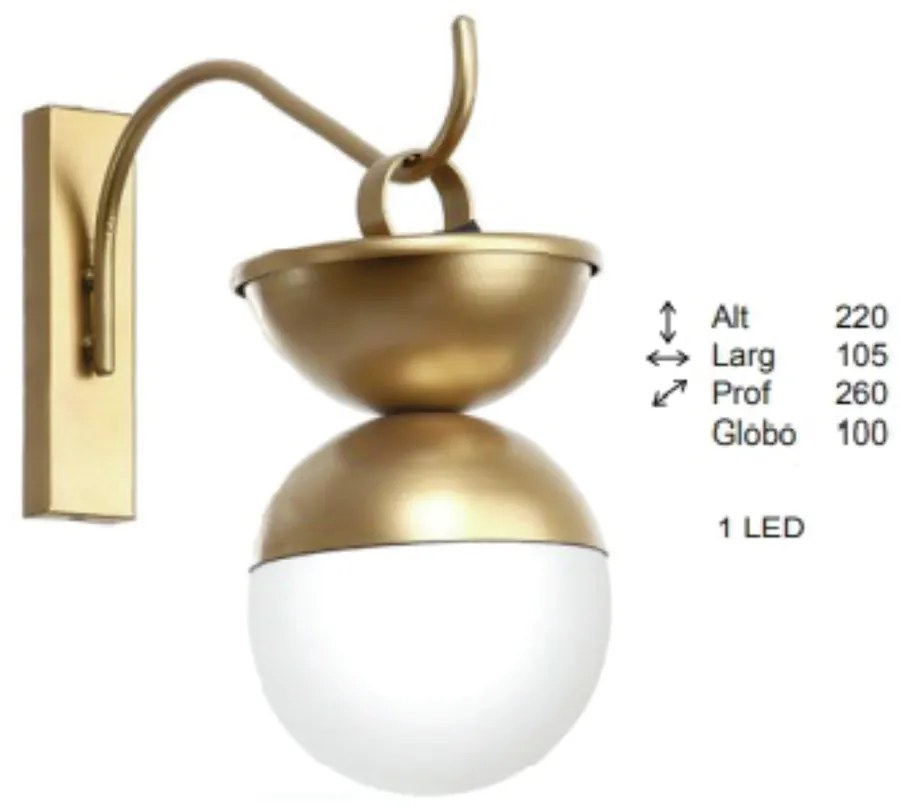 Arandela Freedon Esfera 26X10,5X22Cm Globo Ø10Cm 1Xled 0,5W 3000K - Ol... (ROSE FOSCO, FOSCO (Branco), 110V)
