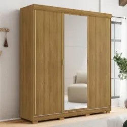 Guarda Roupa Casal 200cm Com Espelho Porto Flex Nature/Alasca - Vila R