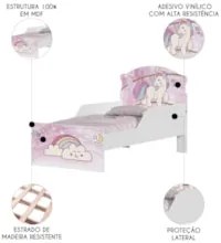 Mini Cama Infantil 148x68cm Com Proteção Lateral Unicórnio K06 - Mpoze