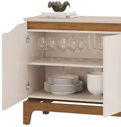 Balcão Buffet para Sala de Jantar 3 Portas 139cm Alice D04 Freijó/Off