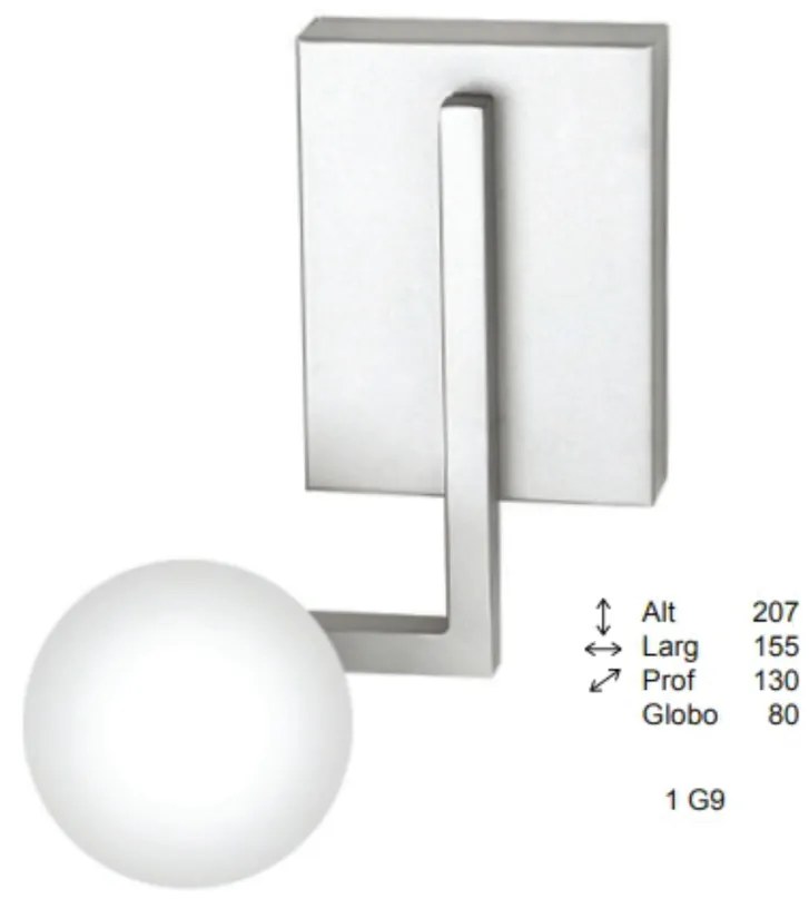 Arandela Swilver 13X15,5X21Cm Globo Ø08Cm 1Xg9 - Old Artisan Ar-5568 (GRAFITE / LUNA, FOSCO (Branco))