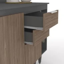Armário de Cozinha Com Tampo CP08 140cm Pérola Grafite/Freijó Z34 - Mp