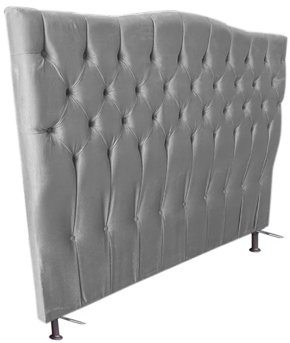 Cabeceira Cama Box Solteiro 90cm Capitonê Sofia Suede Cinza - Sheep Estofados - Cinza