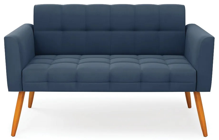 Sofá Namoradeira Elisa Suede Pés Palito Castanho - D'Rossi - Azul Marinho