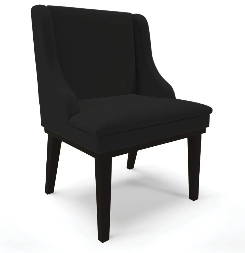 Cadeira de Jantar Liz Linho Base Fixa Madeira Preto D03 - D'Rossi - A79 Preto