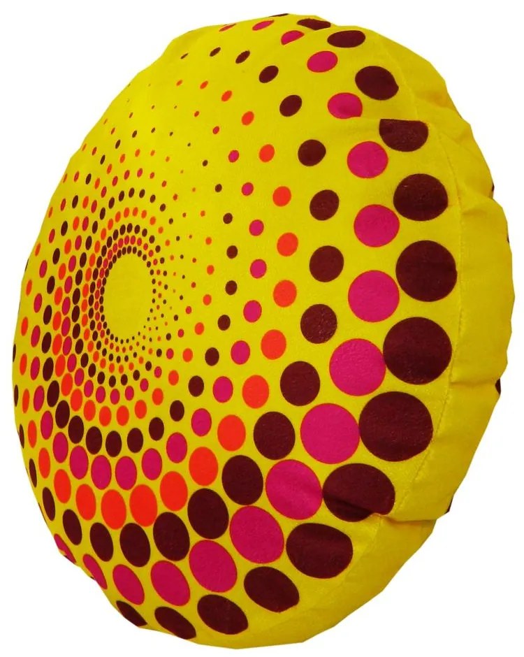 Almofada Redonda Ravi Cheia Indiana Amarelo e Caqui 40x40cm - ARI-0319