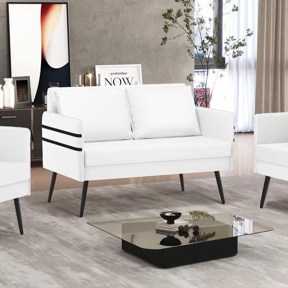 Namoradeira 02 Lugares Mari Corino Pés Palito de Ferro D03 - D'Rossi - Branco