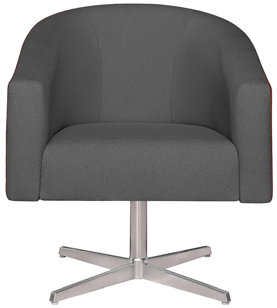 kit 02 Poltronas Luiza Base Giratória de Metal Corano Nozes e Linho Chumbo - ADJ Decor